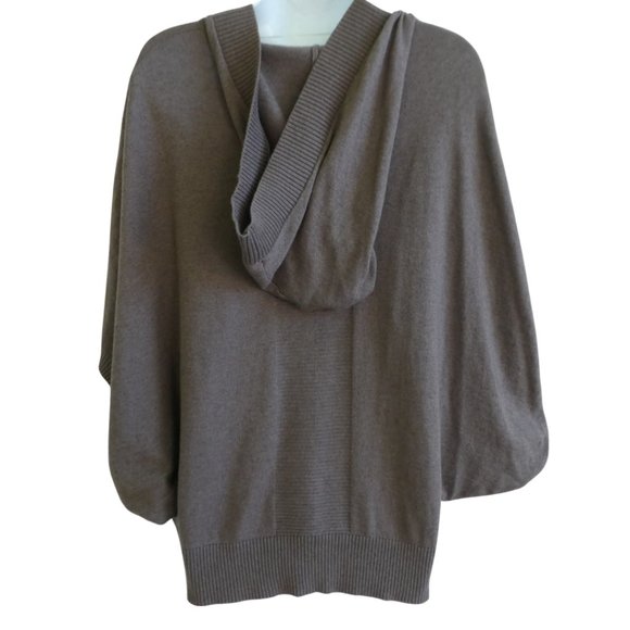 Prana Daria Cocoon Knit Hoodie Sweater Organic Cotton Merino Wool Blend Truffle - Picture 3 of 6